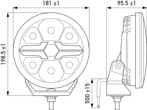 LED-Spotlight - Blade Chrom 7" - 12/24V - white/yellow (amber)