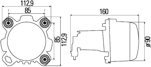 Halogen/DE-Headlight - 90mm Performance - 12V